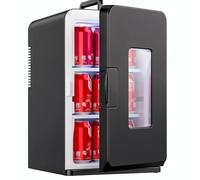 Mini Fridge 21L / 27 Cans, Mini Fridge for Bedrooms, Small Fridge with Drip Tray & 2 Removable Shelves, Upgrade AC+DC Power Cooler Warmer for Dorm, Office, Skincare