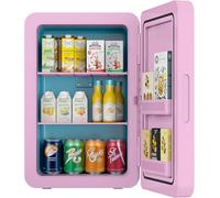 Mini Fridge 22L/ 30 Cans Cooler and Warmer Portable Mini Fridge for Bedrooms with Adjustable Shelves, AC+12V DC Small Fridges for Car, Office, Travel, Skincare, Cosmetics, Drinks (Pink)