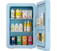 Mini Fridge 22L/ 30 Cans Cooler and Warmer Portable Mini Fridge for Bedrooms with Adjustable Shelves, AC+12V DC Small Fridges for Car, Office, Travel, Skincare, Cosmetics, Drinks (Blue)
