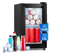 Mini Fridge 23L Table Top Fridge for Bedroom Drinks Beer Fridge Glass Door Black [EEK: E]