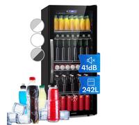 Mini Fridge 242L Beer Fridge Small Fridge Wine Cooler Glass Door Drinks Fridge [EEK: E]