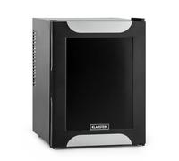 KLARSTEIN Happy Hour Minibar Mini Fridge - Refrigerator, Cooler, 32 Litres, 5-Stage Adjustable Temperature, Silent, Class G, Subtle Interior Lighting, Black/Silver