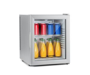 Mini Fridge 32 L Table Top Fridge for Bedroom Beer Fridge Bar Glass Door Silver
