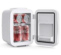 Mini Fridge, 4 Liter/6 Cans Small Refrigerator With Dimmable LED Light,AC/DC Portable Mini Cooler and Warmer, Gaming Small Fridge for Bedroom,Office,Gaming Room and Car (White)