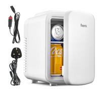 Mini Fridge 4 Litre, 6 Can Portable AC+DC Power Cooler & Warmer, Portable Small Fridge for Bedrooms, Cars, Offices; Skincare, Makeup, Cosmetics, Food (White, 4L)