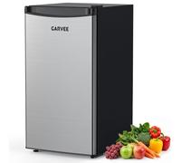 Mini Fridge 45 l, Portable Small Fridge with 5 Temperature Settings, Compact Stainless Steel Single Door Fridge with Adjustable Feet and Reversible Door, for Bedroom, Office, Dorm and Kitchen