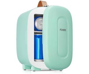 Mini Fridge 5 Liter/6 Cans, Small Fridge for Bedrooms, Cooler and Warmer, AC/DC Power, Portable for the Office, Bedroom, Car, Travel, Cosmetics/Makeup/Skincare, Green