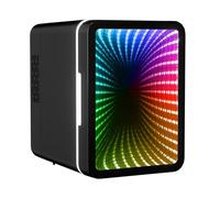 Mini Fridge 6 Cans with LED Light Thermoelectric AC/DC Mini Fridge for Bedroom, Office, Playroom and Car, 11 Light Effect
