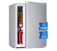 Klarstein 67L Retro Beer Fridge w/ 4L Freezer, Glass Mini Fridge for Bedrooms, Quiet Small Fridge Wine Cooler, Indoor/Outdoor Home Bar Storage for Beverages, Soft Drinks, Removable Shelves, Low Noise