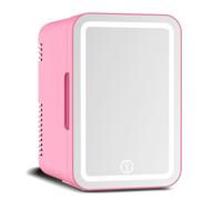 Mini Fridge 6L/ 6 Cans Cooler and Warmer Portable Mini Fridge for Bedrooms with 3 LED Light Mirror, Beauty Fridges AC+12V DC Small Fridges for Skincare, Cosmetics, Car, Office, Travel, Drinks