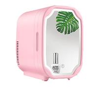 Mini Fridge 8 Liter Beauty Fridge Makeup Mirror Refrigerators Portable 2 In 1 Food Heating The Cooling Cooler With LED Light For Skincare & Cosmetics AC+DC (Color : Green)