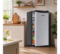 Mini Fridge 92 l, Portable Small Fridge with 5 Temperature Settings, Compact Stainless Steel Single Door Fridge with Adjustable Feet and Reversible Door, for Bedroom, Office, Dorm and Kitchen