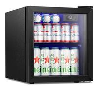 Mini Fridge Cooler, 12 Bottle 48 Can Beverage Refrigerator Glass Door for Drinks or Wine -Small Drink Dispenser for Home, Office, Electronic Knob Control,1.3Cu.Ft