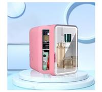 Mini Fridge For Bedroom, With Led Mirror, 8L Capacity Refrigerators, Hot And Cold, Car And Home Dual Use Tiny Fridge, Makeup Fridge For Skincare,Pink