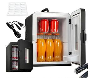 Mini Fridge for Bedrooms 15 Liter/21 Cans, Upgrade Potable Small Fridge AC+DC Power for Car, Drinks Fridge for Camping, Cooler and Warmer Skincare Fridge for Food, Max & ECO Mode, Black