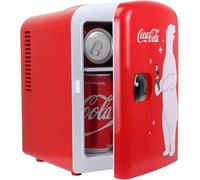 Mini Fridge For Bedrooms 4L Small Fridge 6 Can Table Top Quiet Mini Fridges For Skincare Office Food Drinks Kids Home Car & Travel 12v Portable Cooler Warmer Refrigerator by Coca-Cola, PB Red