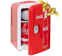 Mini Fridge For Bedrooms 4L Small Fridge 6 Can Table Top Quiet Mini Fridges For Skincare Office Food Drinks Kids Home Car & Travel 12v Portable Cooler Refrigerator by Coca-Cola, Red