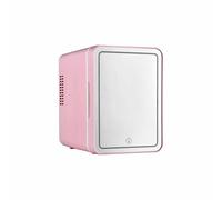 Mini Fridge for Bedrooms 4L Small Fridge with LED Mirror for Bedrooms, Car, Drinks, Beauty, 220V AC/12V DC Thermoelectric Cooler and Warmer, Pink