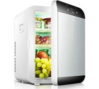 Mini Fridge Glass Door Portable Cosmetic Refrigerator, Small Fridges for Bedrooms Cools & Heats Ideal for Bedroom And Small Office Space AC+DC Power Compatibility,13.5L digital display
