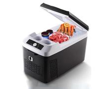 Mini Fridge Mini Freezer Portable Cooler Electric 15L Freezer/Refrigerator Dual Cup Holders on Top -20°C To 20°C for Car Travel Camping Truck 12V/24V