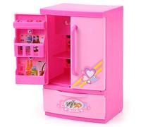 Mini Fridge Toy, Bright Vivid Colors with ABS Plastic, Non-, Light Turns on When Doors Are open. Constructed for Children to Improve Imagination and Social skills. Role