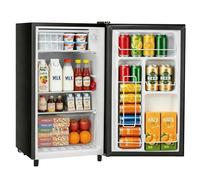 Mini Fridge with Freezer, Compact Single Door Fridge with Adjustable Thermostat, Low Noise and Energy Efficient (0.41 kWh/day), Small Bedroom Fridge