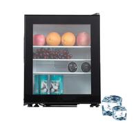 Mini Fridge with Glass Door and Lock, 30L Single Door Compact Upright Cooler cabinea, Space Saving Design, Table Top Mini Fridge for Office, Dorm, and Apartment Use