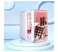 Mini Fridge With Mirror, With Led Mirror, 8L Capacity Skincare Refrigerator, Chill Or Heat, Ac 220v, Dc 12v Bedroom Fridge, For Desktop Or Travel,White