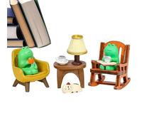 Mini Frog Statue - Cute Resin Frog Figurine, Desktop Decor | Rocking Chair Sculpture for, Tabletop Decoration, Home Ornament, Animal Lover Gift, Whimsical Accent