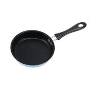 Mini Frying Pan, Stainless Steel Prevent Stick Induction Pot Round Breakfast Small Fry Egg Pan Comfortable Long Handle Mini Frying Pan (Blue)