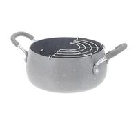 Mini Frying Pot with Oil Drainer Rack, Double Handles for Home Cooking | Aluminium and Stainless Steel Build, Non Stick Coating, Easy Cleanup, for Fish and Shrimp Batches