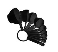 Mini Funnel Set 10PCS Measuring Spoons and Cups Sets Complete Set of Quantitative Seasoning Tools Measuring Spoon for Cooking and Baking Kitchen Funnel (Black, One Size)