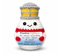 Mini Funny Positive Crochet Lighthouse Gifts - Emotional Inspirational Support Gift for Teen Son Daughter Women Men Coworker Student Friends - Handmade Desktop Decoration for Birthday Graduation
