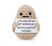 Mini Funny Positive Potato,3 inch Knitted Mr Potato Head with Inspirational Card Funny Customized Birthday Christmas Decorations for Women Mens Boyfriend Best Friend