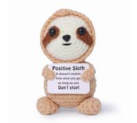 Mini Funny Positive Sloth Gifts for Friends Women, Small Handmade Sloth Toy with Positive Card - Cute Crochet Mental Health Cheer Up Inspirational Gifts for Bestie Friends, Sister, Student