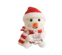Mini Funny Positive Snowman Emotional Crochet Knitted Doll with Positive Card for Coworkers Best Friend Encouragement Winter Gifts for Stocking Stuffer, Office or Travel (White Christmas snowman)