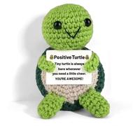 Mini Funny Positive Turtle Gifts for Friends Women, Small Handmade Turtle Toy with Positive Card,Cute Turtles Crochet Mental Health Cheer Up Inspirational Gifts for Bestie Friends, Sister, Student