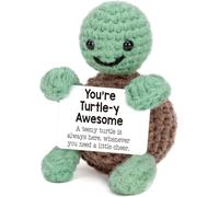 Mini Funny Positive Turtle Gifts, Small Handmade Crochet Animals Cute Stuff, Inspirational Gifts for Women Men Birthday Presents, Emotional Motivational Turtle Decor