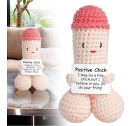 Mini Funny Positive Yarn Woolen Crochet Doll, Funny Handmade Emotional Support Potato, Funny Creative Cute Knitting Patterns with Cards, Pink Wool Gifts Birthday Party Gift Decor for Men Women (1Pcs)