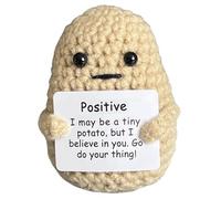 Mini Funny Potato, Small Handmade Crochet Knitted Plush Positive Toy, Cute Funny Novelty Gift with Affirmation Cards, Positivity Birthday Gifts for Women Men, Motivational Encouragement Decor (Potato)