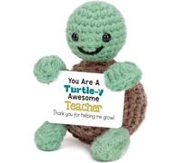 Mini Funny Turtle Teacher Appreciation Gifts for Women Men, End of Year Thank You Teacher Gifts Ideas, Cool Small Cute Things, Handmade Emotional Positive Crochet Turtle