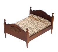 Mini Furniture Bed - Elegant Wooden Double Bed for Dollhouse Bedroom Realistic Miniature Home Decor for Scale Dollhouse and Mini Living Spaces