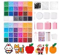 Mini Fuse Beads Kit, 20800pcs 2.6mm Iron Beads Set for Girls Boys DIY Crafts, 48 Colors DIY Art Craft Fuse Beads, Bead Melting Arts Crafts Kit with Pegboards Ironing Papers Tweezers Bead Pen 10 Chain