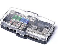 Mini Fuse Holder 2 in 4 Out Power Distribution Block Multi-Functional Fuse Box with LED 4 Way Fuse Block for Car Audio Stereo Protected circuits