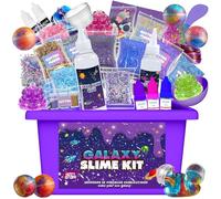 Mini Galaxy Slime Kit, Galactic Slime Ball Making Kit with Glow in The Dark Stickers, DIY Glitter Crunchy Foam Butter Slime Party Favors, Fun Christmas Slime Gifts for Girls Boys Kids 6 7 8 9 10 11 12