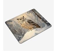 Mini Gaming Mouse Pad 20x15cm, Grey Mouse Mat Owl Desk Mat, Soft Smooth Waterproof Surface, Anti-Slip Rubber Base Mousepad, Stitched Edges Desk Pad, Portable Office PC Accessories Men Gifts S0-688