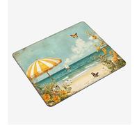 Mini Gaming Mouse Pad 24x20cm, Beach Mouse Mat Butterfly Desk Mat, Soft Smooth Waterproof Surface, Anti-Slip Rubber Base Mousepad, Stitched Edges Desk Pad, Portable Office PC Accessories S0-748