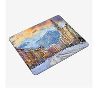 Mini Gaming Mouse Pad 24x20cm, City Mouse Mat Mountain Desk Mat, Soft Smooth Waterproof Surface, Anti-Slip Rubber Base Mousepad, Stitched Edges Desk Pad, Portable Office PC Accessories Gifts S0-386