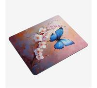 Mini Gaming Mouse Pad 24x20cm, Flower Mouse Mat Butterfly Desk Mat, Soft Smooth Waterproof Surface, Anti-Slip Rubber Base Mousepad, Stitched Edges Desk Pad, Portable Office PC Accessories S0-1368