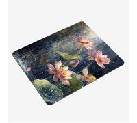 Mini Gaming Mouse Pad 24x20cm, Plant Mouse Mat Lotus Desk Mat, Soft Smooth Waterproof Surface, Anti-Slip Rubber Base Mousepad, Stitched Edges Desk Pad, Portable Office PC Accessories Gifts S0-1438